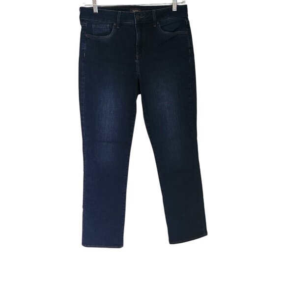 NYDJ Marilyn Straight Jeans Lift X‎ Tuck  Womens Sz 10 Blue Denim High Rise EUC - Picture 1 of 13